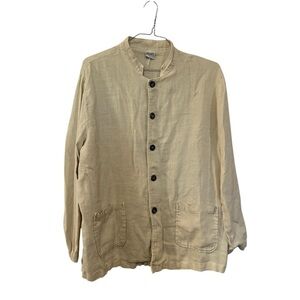 CP Shades women’s medium 100% Linen Button Jacket cream with pockets